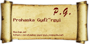 Prohaska Györgyi névjegykártya